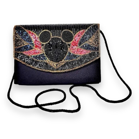 Disney Handbags - Mickey Mouse The Walt Disney Company Vintage Evening Bag Beaded Black Purse Rare